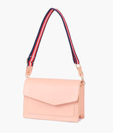Peach half flap cross-body bag